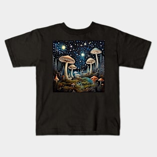 Starry Night Magic Mushroom Kids T-Shirt